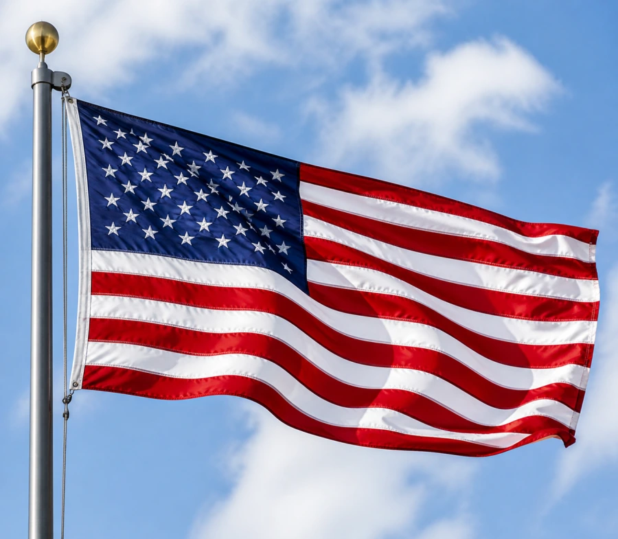 United States flag waving on a flagpole